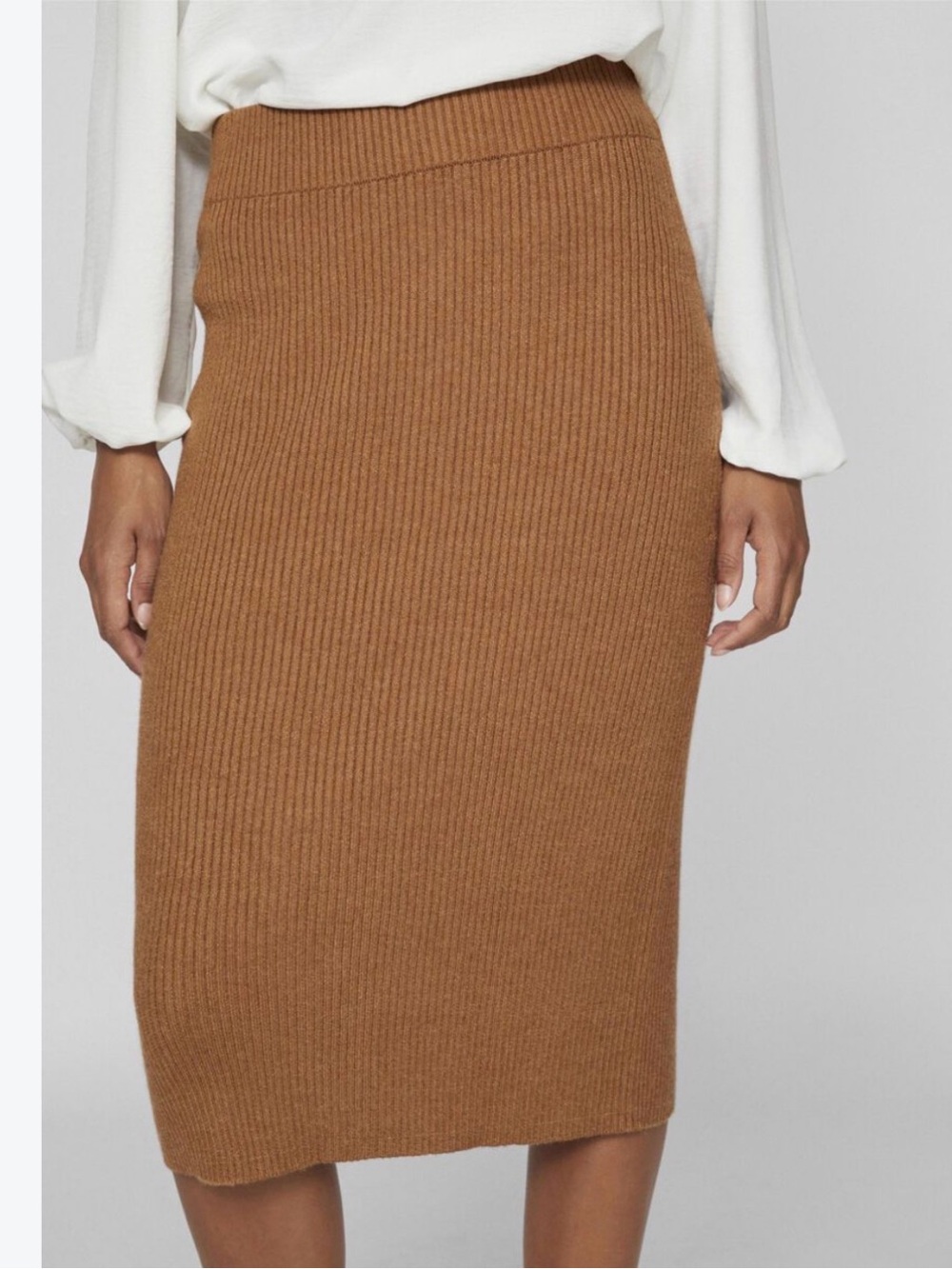Wayf Rust Brown Knit Midi Skirt Size Large
